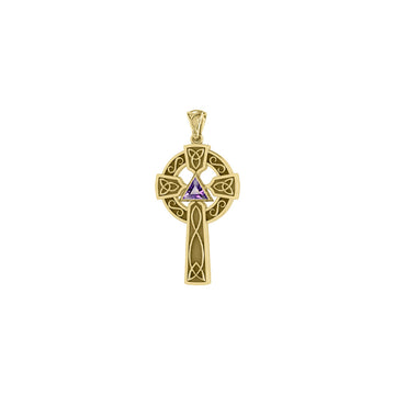 Celtic Knot AA Recovery Cross Solid Yellow Gold Pendant GPD385